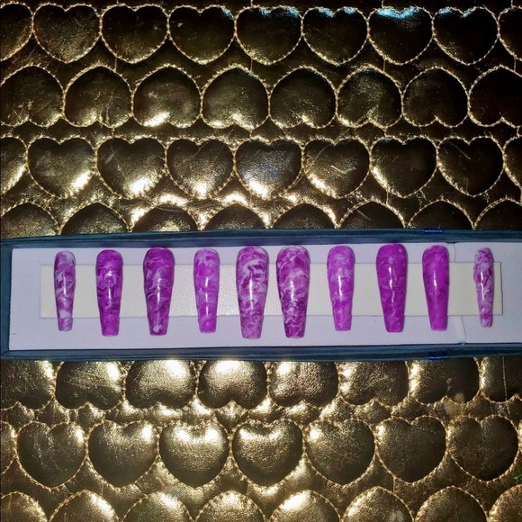 Purple Army Print press ons 💜 LAST ONE ( Small ) - Picture 3 of 7